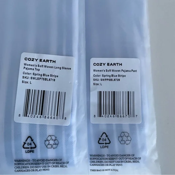 NWT Cozy Earth Long Sleeve Pajama Set (Blue Stripe) - Picture 3 of 5